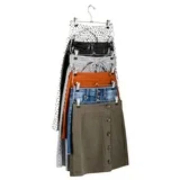 Closet 6-Tier Hanger Pants Skirts Shorts Heavy Duty Chrome Metal Set of 2 - Picture 4 of 5